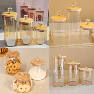 Conjunto de Potes Porta Mantimentos e condimentos Pote Hermético Vidro MODELOS DIVERSOS tampa de bambu Cozinha PMG em Oferta na Shopee