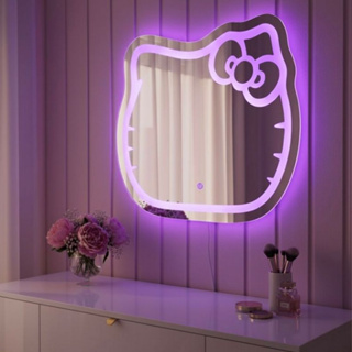 Espelho Infantil LED Gatinho Hello Kitty 70x65cm Touch 3 Cores Rosa Branco Amarelo em Oferta na Shopee
