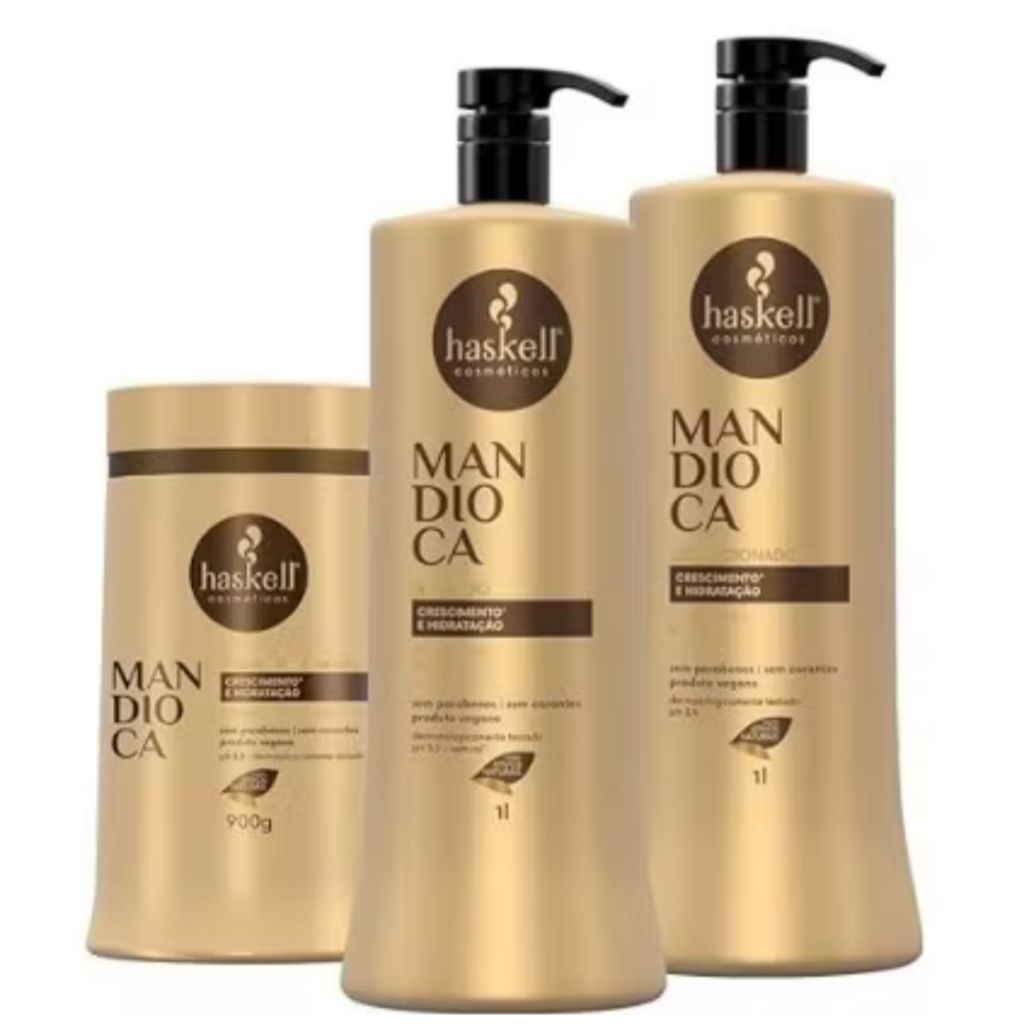 KIT MANDIOCA 3 Prod. / SHAMPOO 1L+ CONDICIONADOR 1L + MASCARA 900G - Haskell