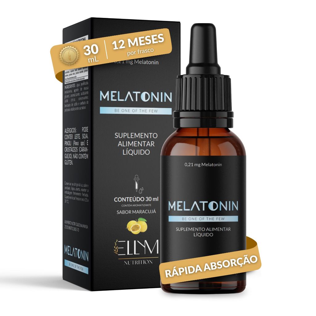 Melatonina em Gotas Ellym Nutrition Sublingual Sabor Maracujá 30ml Concentrado Suplemento