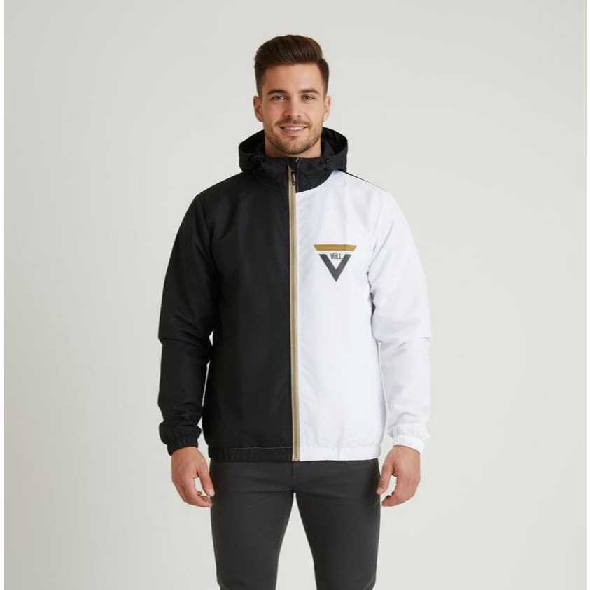 Corta vento Masculina Vull Branca e Preto Blusa de frio confortável