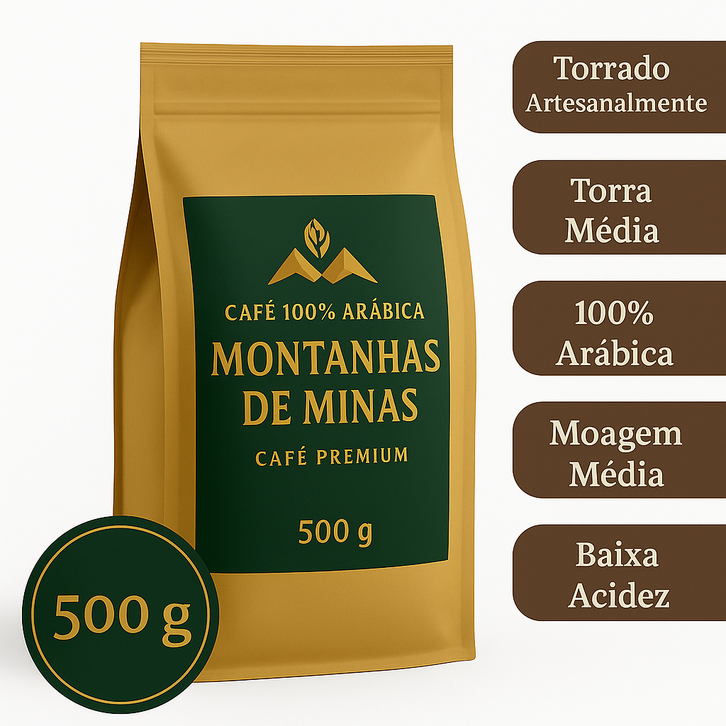 Café 100% Arábica Premium Montanhas de Minas • Torra Média • Moído ou em Grãos • 500g em Oferta na Shopee