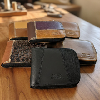 Kit 6 Carteira Retalho Masculina Couro Legitimo, Local p/ guardar Dinheiro, moedas, doc. grandes, cartões c/ zíper em Oferta na Shopee