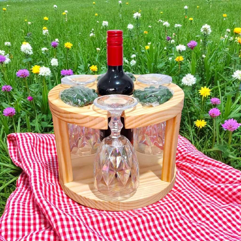 Petisqueira Porta Taças e Vinho em Madeira Pinus Porta Frios Decoração Mesa Posta Ceia Natal Luxo em Oferta na Shopee