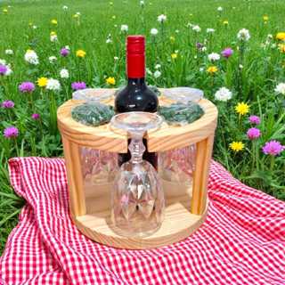 Petisqueira Porta Taças e Vinho em Madeira Pinus Porta Frios Decoração Mesa Posta Ceia Natal Luxo em Oferta na Shopee