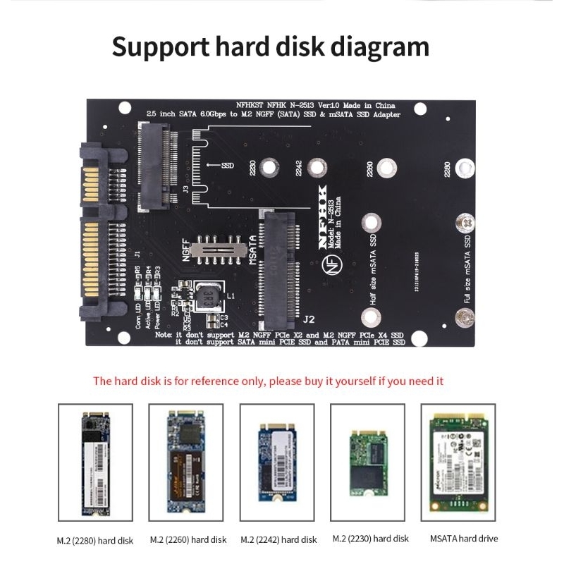 Adaptador sata msata SSD 3.0 2.5 6gps