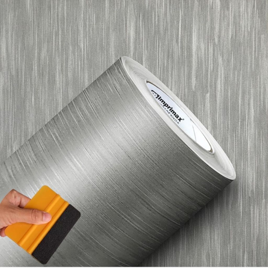 Adesivo Vinil Decorativo Lavável Aço Escovado Prata Imprimax - Largura de 60cm + Espátula