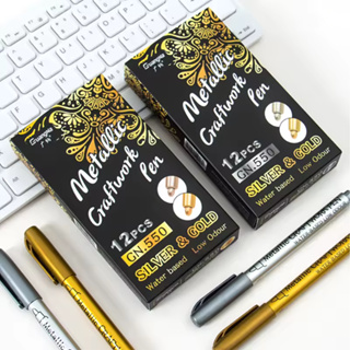 KIT Caneta Metálica Dourada/Prateada 12 Peças Ponta Brush Pincel Marcador Permanente Tinta à Óleo em Oferta na Shopee