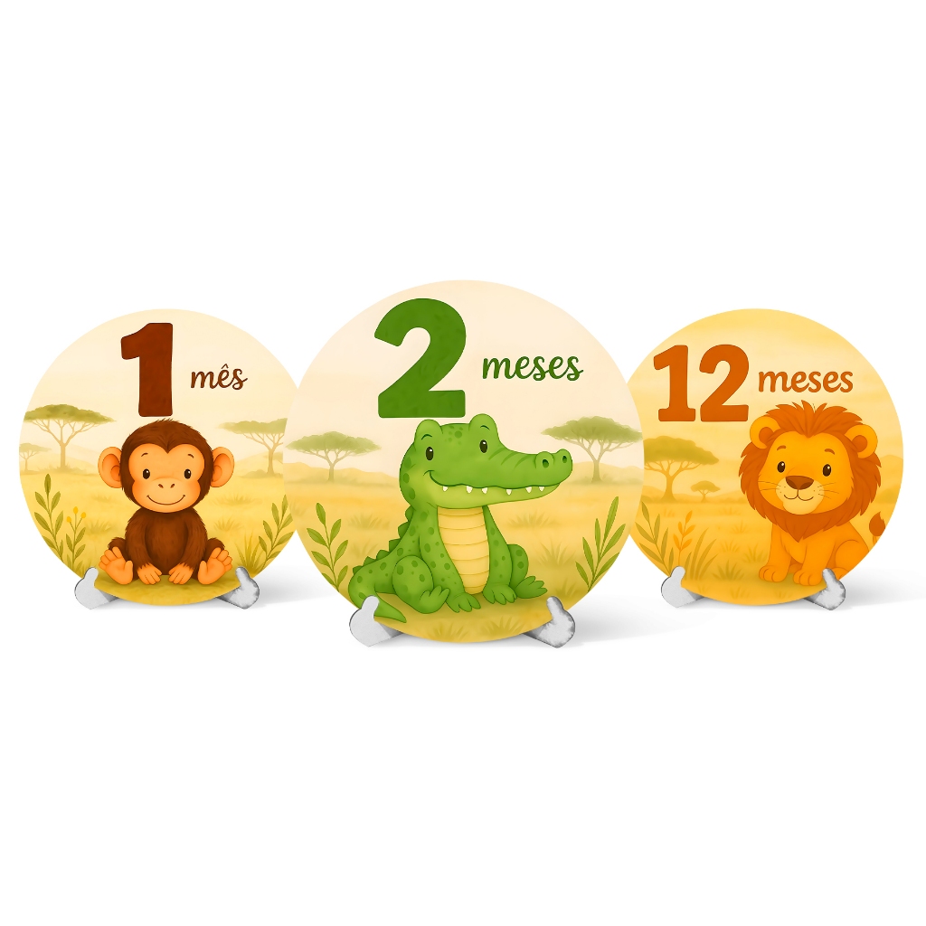 Capa Painel Redondo Mesa Mesversário Animais Sublimado C/ Elástico 50×50Cm em Oferta na Shopee