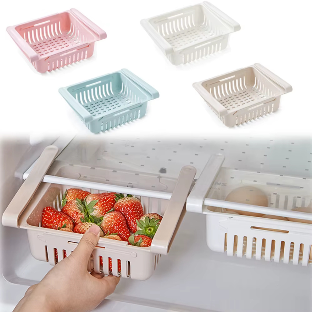 Cesto Organizador de Geladeira Multiuso Tampa Alimentos Vegetais Verduras Escorredor Cozinha