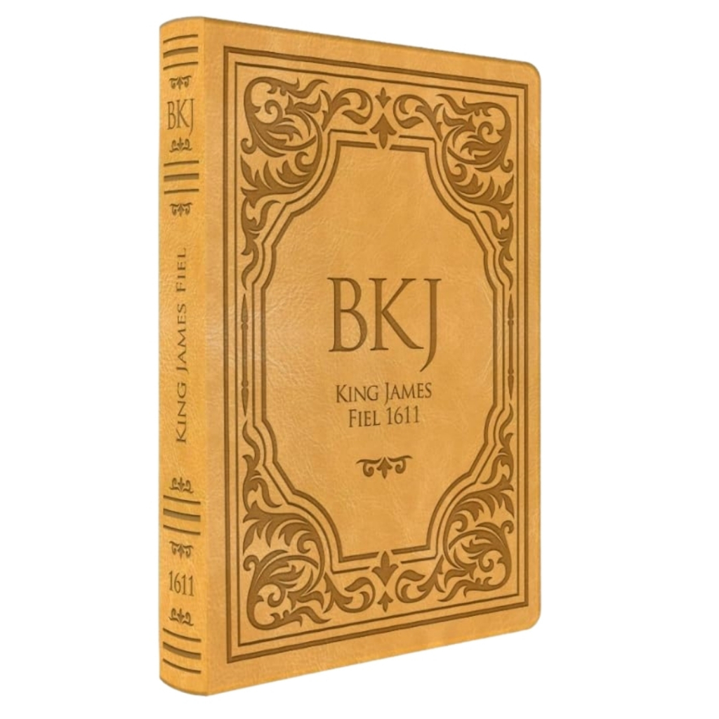 Bíblia Sagrada Letra Extra Gigante BKJ King James Fiel 1611 Capa Caramelo Borda Dourada Luxuosa