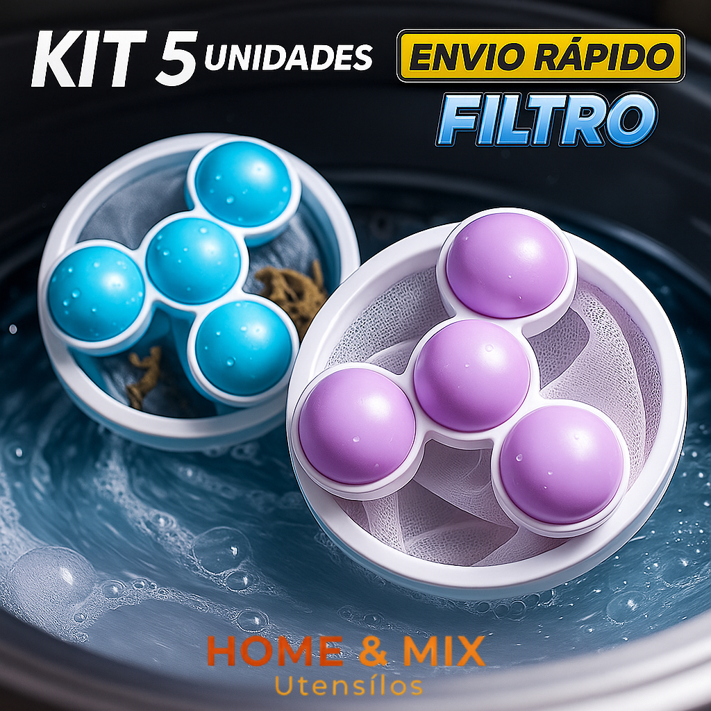 Filtro Coletor de Pelos Cabelos Fiapos Flutuante Para Máquina Lavar Roupa Reutilizável KIT 5/4/3/2/1