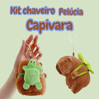 kit Chaveiro Capivara de Pelúcia com Mochila Tartaruga Brinquedo Fofa Kawai em Oferta na Shopee