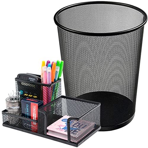 Kit Porta Caneta E Lixeira de Metal Aramado Organizadores de Escritório Mesa Com Divisórias Para Clip Lápis Bloco de Not em Oferta na Shopee