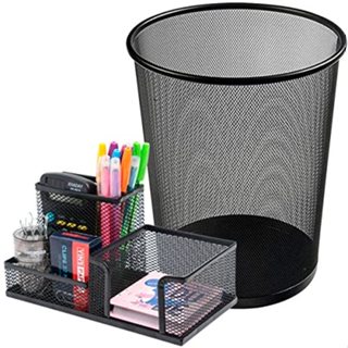 Kit Porta Caneta E Lixeira de Metal Aramado Organizadores de Escritório Mesa Com Divisórias Para Clip Lápis Bloco de Not em Oferta na Shopee