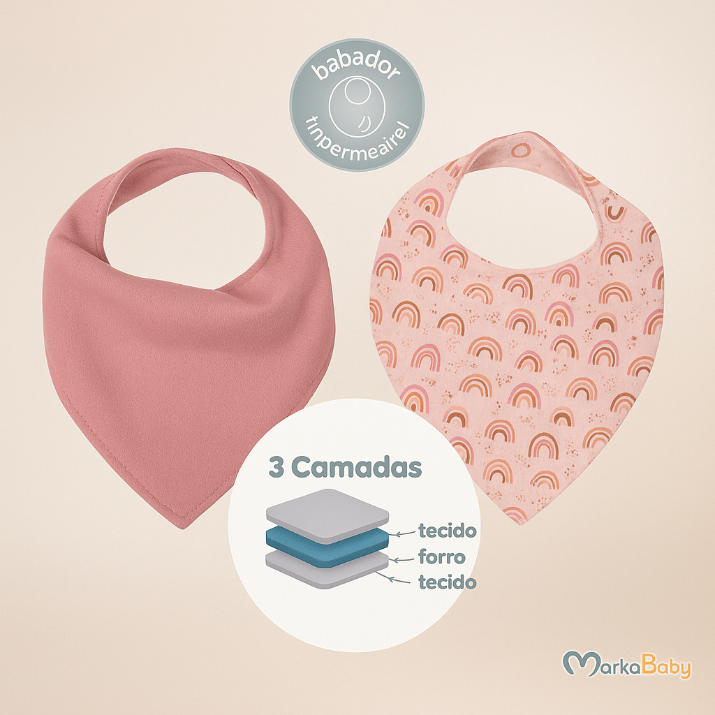Kit com 2 Babadores 100% Algodão para Bebê Menina Impermeáveis – Estilo em Cada Refeição!