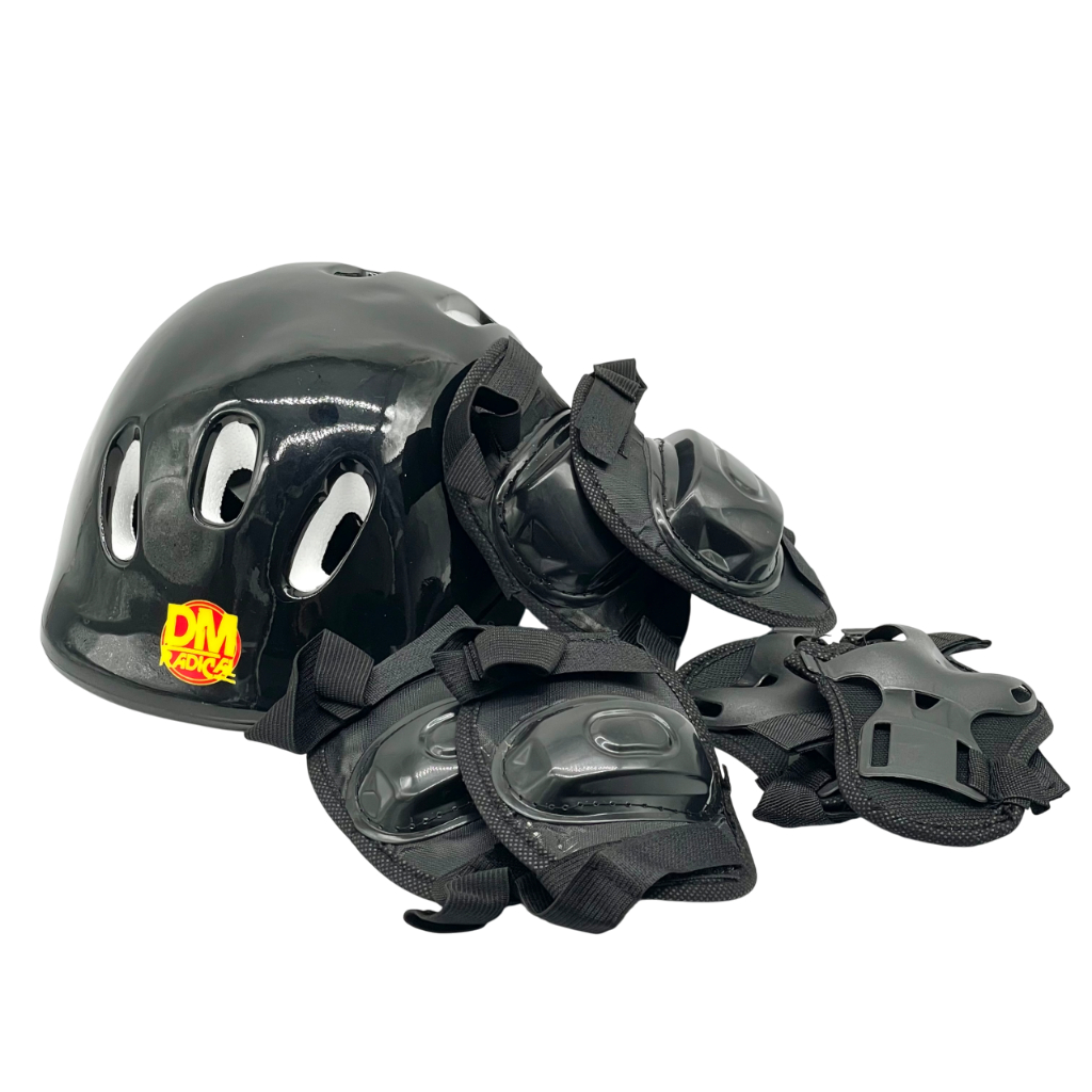 Kit Proteção Infantil Radical Plus Preto – Patins, Skate e Bicicleta | DM Toys