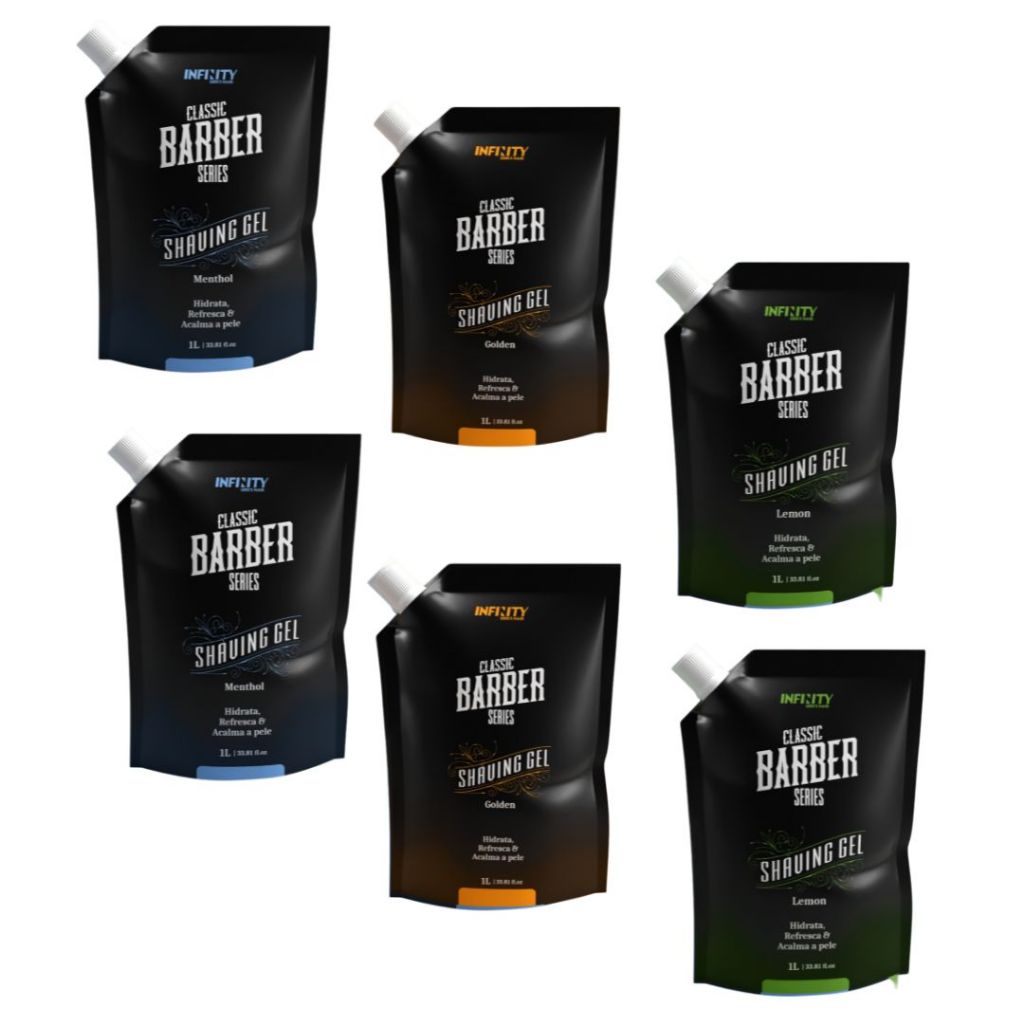 Kit Refil Shaving Gel Menthol, Lemon, Golden 1L - Infinity Looks Hair 6 UNIDADES em Oferta na Shopee