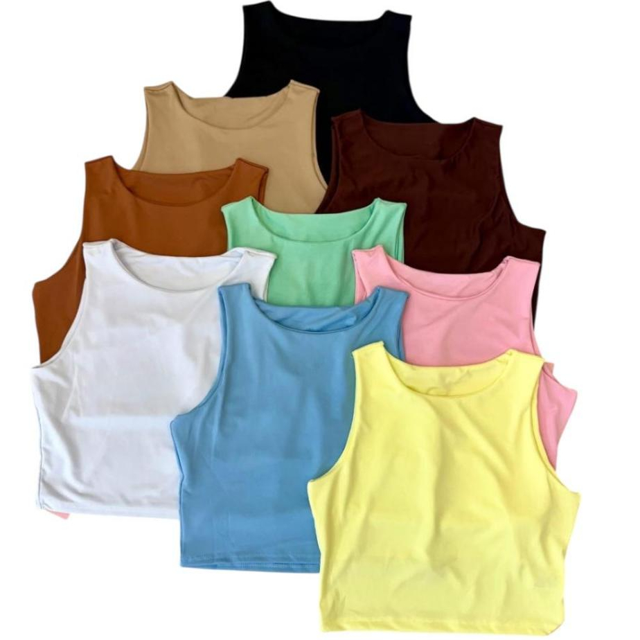 Cropped Regata Basico Sara feminino Confortavel em Tecido  Suplex liso Tamanho Único M|38-42 em Oferta na Shopee