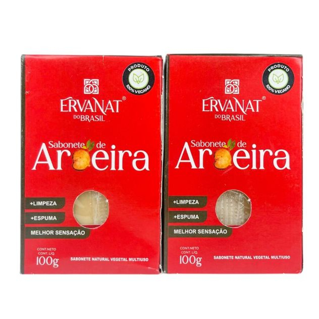 Sabonete de Aroeira Multifuncional em Barra 100g Limpeza Profunda da Pele 2 Un. ErvaNat do Brasil