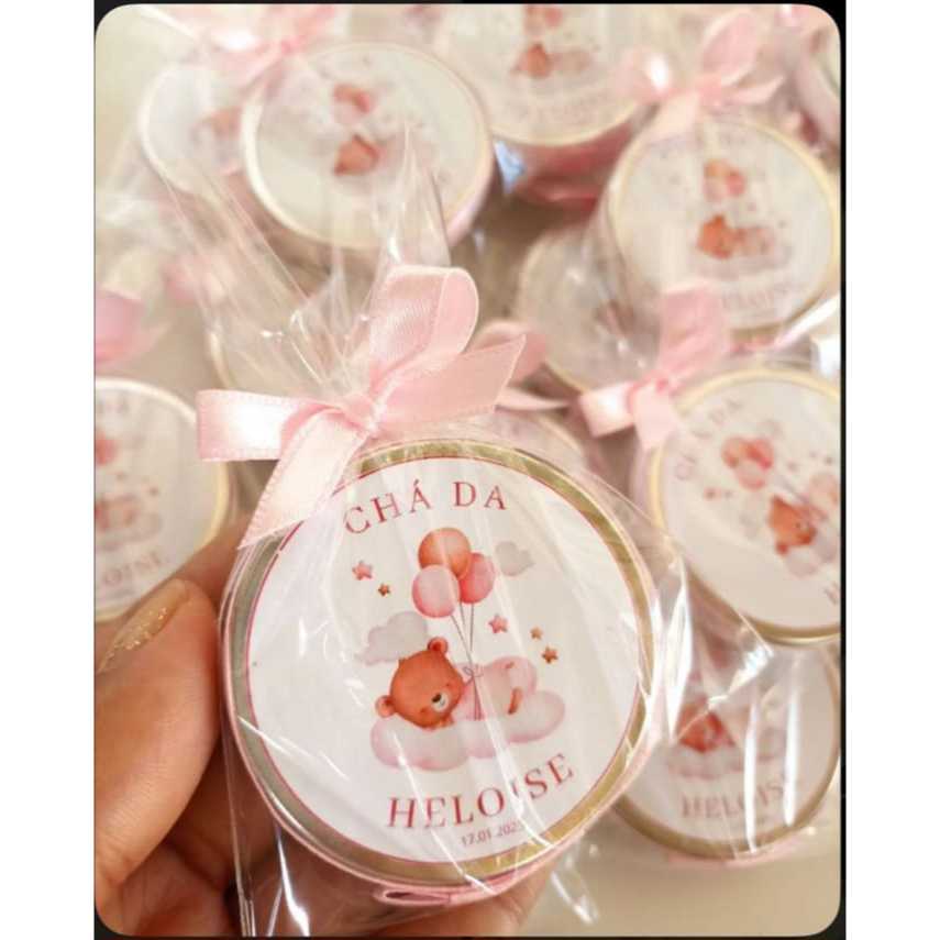Imagem KIT- Lembrancinhas Personalizadas para Chá de bebê, Chá Revelação Maternidade  -Mini velas aromáticas em latinha