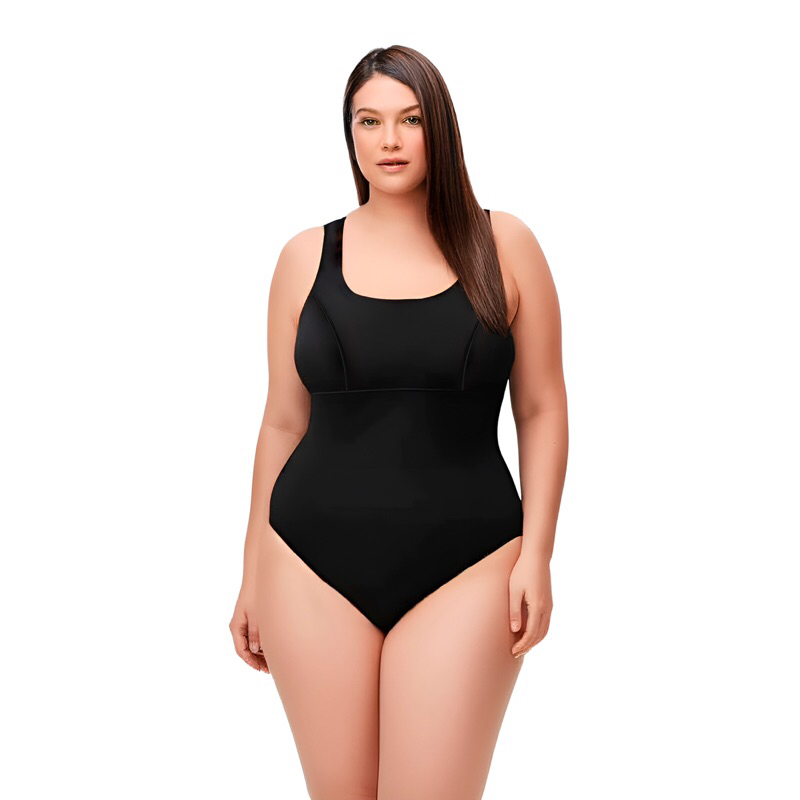 Maiô de Natação e Hidroginástica Feminino Plus Size Forrado Suplex Fácil para Vestir