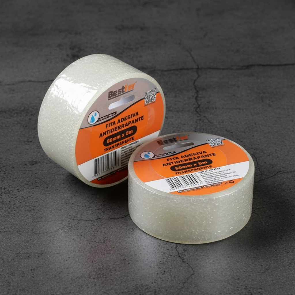 Fita de Segurança Adesiva Antiderrapante Transparente para Piso e Degraus Lisos- Bestfer em Oferta na Shopee