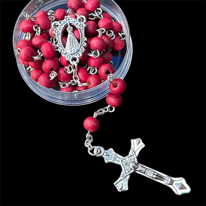 Terço Perfumado Nossa Senhora Aparecida Prateado Cheiro de Rosas Rosario Oraçao Presente Catolico