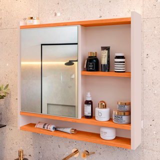 Espelheira Suspensa Para Banheiro Closet Porta e Armário Diversas Cores armarinho aqua com nicho em Oferta na Shopee