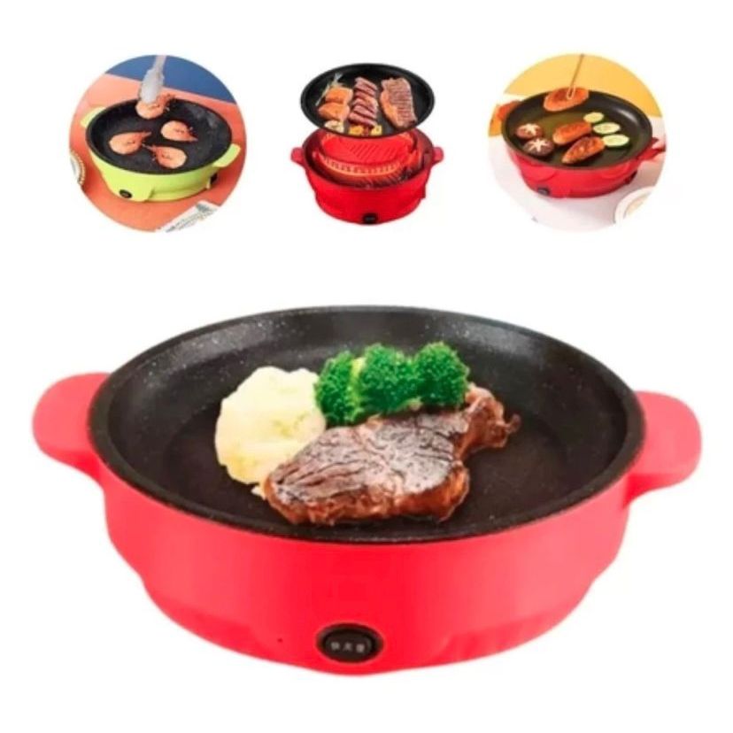 Frigideira Eletrica Antiaderente Chapa Assadeira Grill Multifuncional 600W 110v ou 220v em Oferta na Shopee