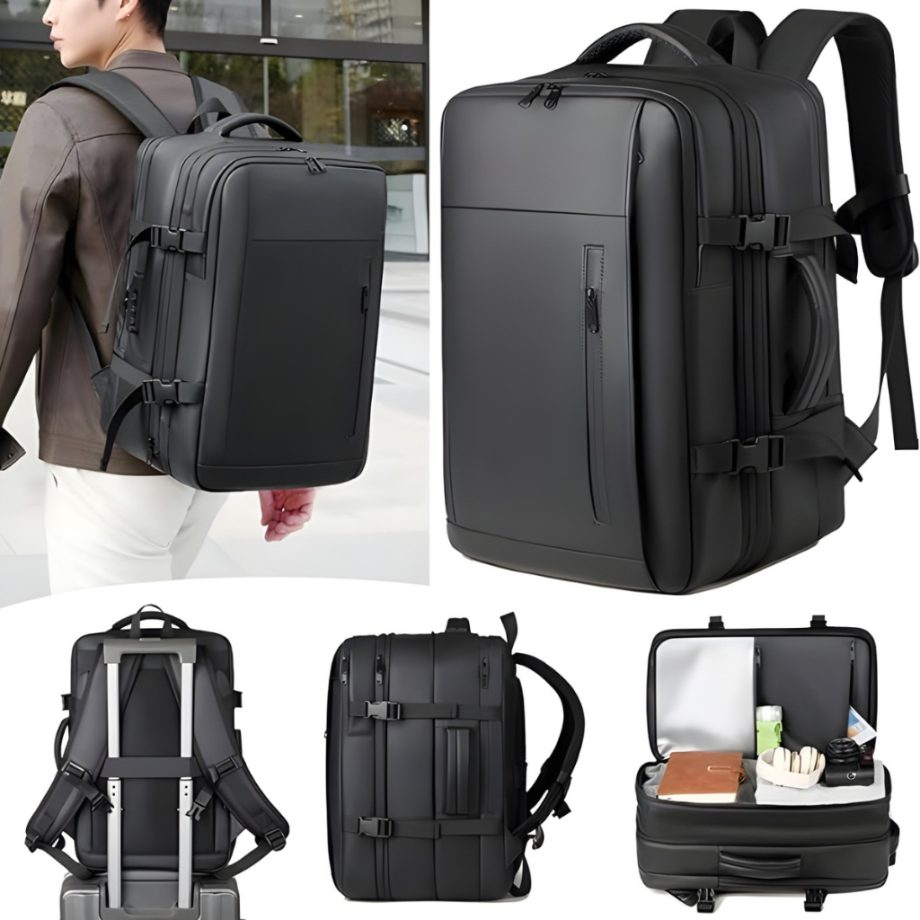 Mochila de Viagem Expansível (202293) Compressão a Vácuo Alças Ajustáveis e Múltiplos Compartimentos