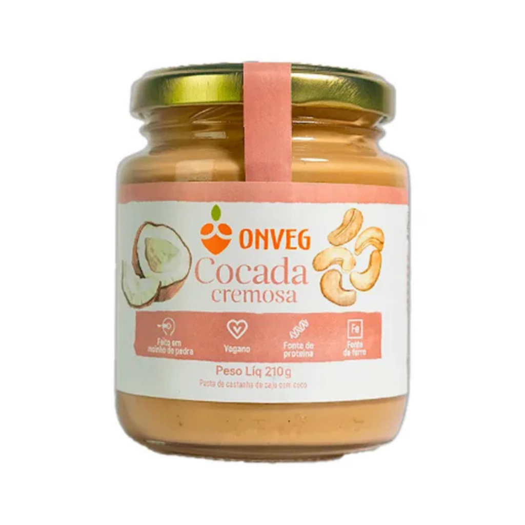 Pasta Cocada Cremosa Onveg 210g - Pasta de Castanha de Caju com Coco