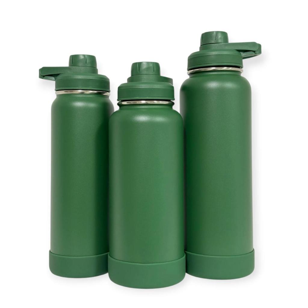 Garrafa Térmica Aço Inox com Base da Mesma Cor verde escuro– 800ml / 1L / 1,2L
