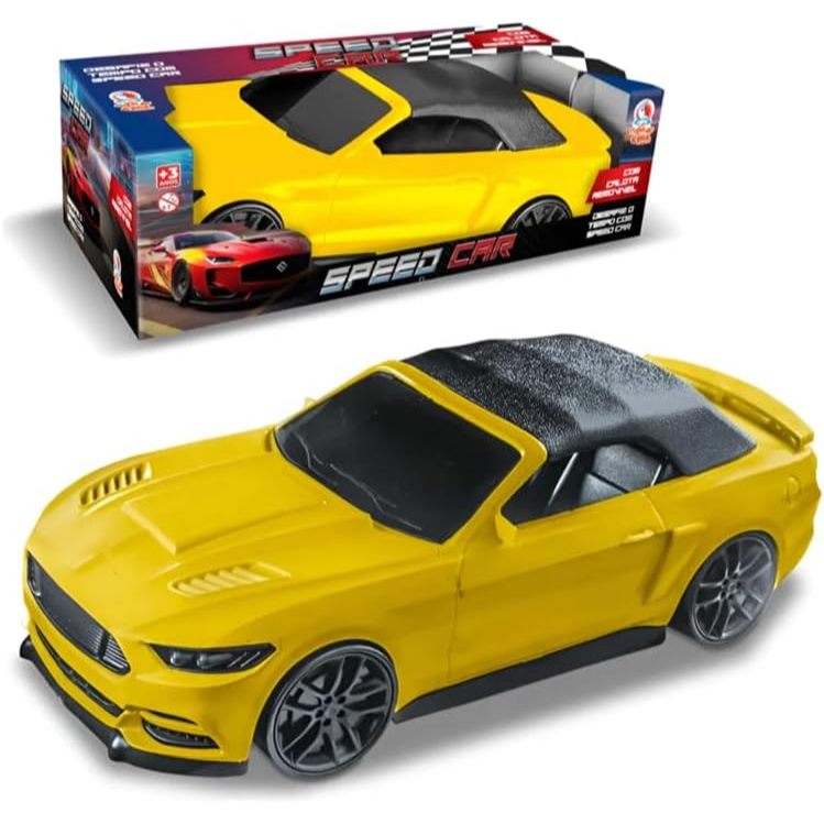 Carrinho Esportivo Conversível Brinquedo Speed Car Amarela Resistente Brinquedo Colecionável