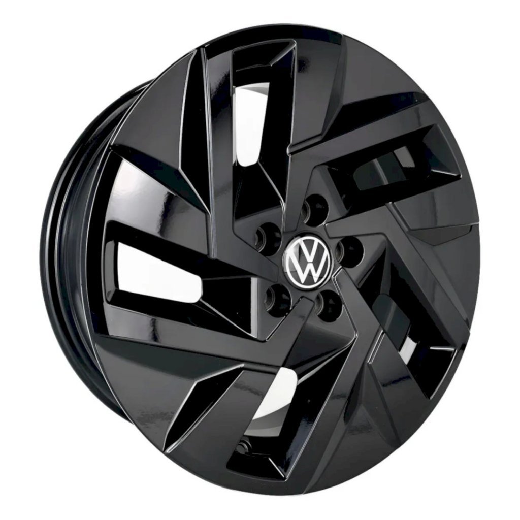 Kit 4 Rodas T-cross Polo Virtus 2025 Aro 16x6 5x100 Black Piano Bicos de Brinde S56
