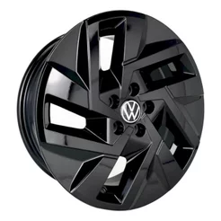 Kit 4 Rodas T-cross Polo Virtus 2025 Aro 16x6 5x100 Black Piano Bicos de Brinde S56