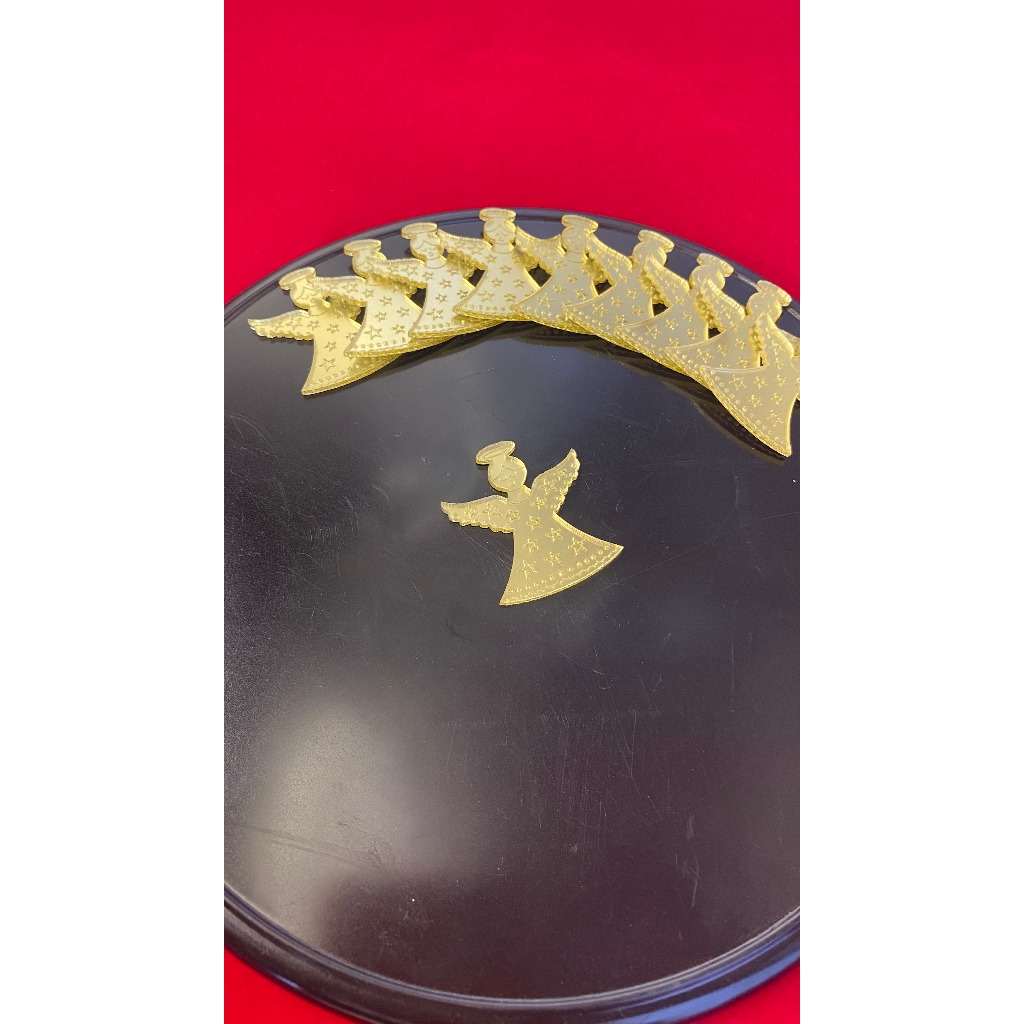 Aplique de Acrílico Espelhado Dourado 4 CM ANJO NATALINO KIT 10 UND