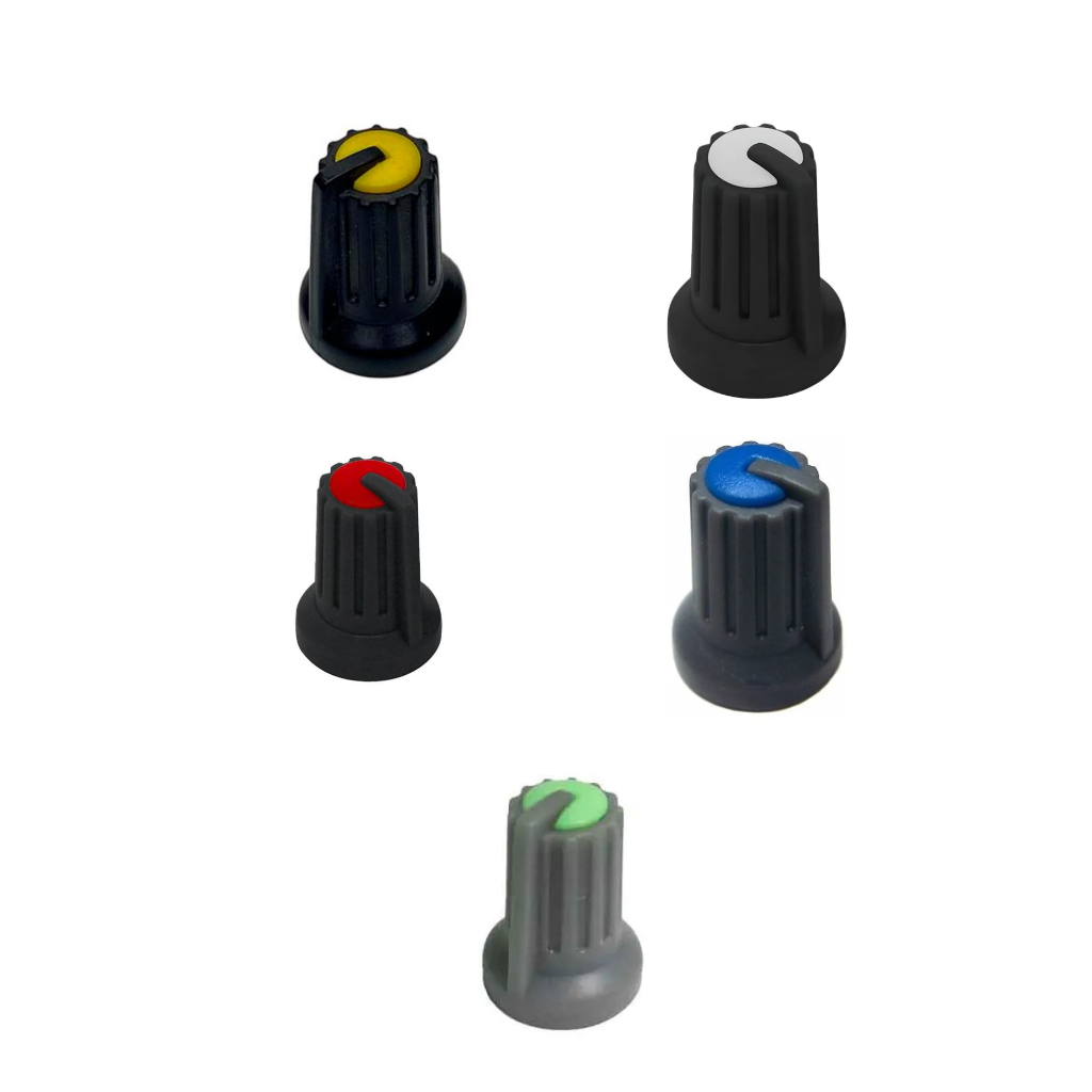 Kit Com 5 - Knob para Potenciômetro KA481 6mm Eixo Estriado Controle de Volume Som Áudio Amplificador