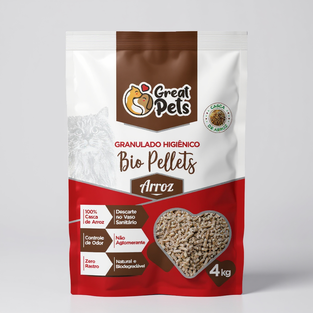 Granulado Higiênico Bio Pellets Great Pets – Casca de Arroz 4kg