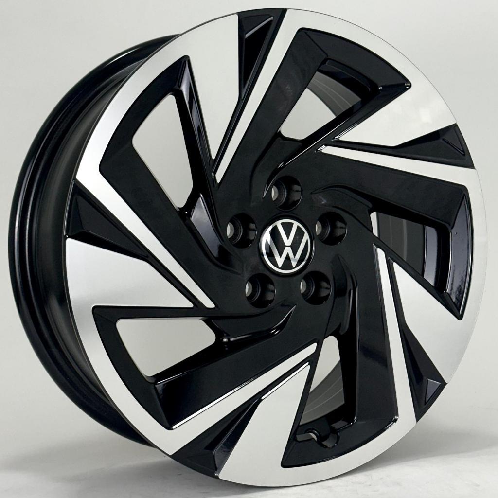 Kit 4 Rodas Krmai Nivus 2025 Aro 16x6 5x100 Preto com Diamantado Bicos de Brinde S59