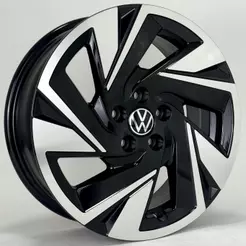 Kit 4 Rodas Krmai Nivus 2025 Aro 16x6 5x100 Preto com Diamantado Bicos de Brinde S59