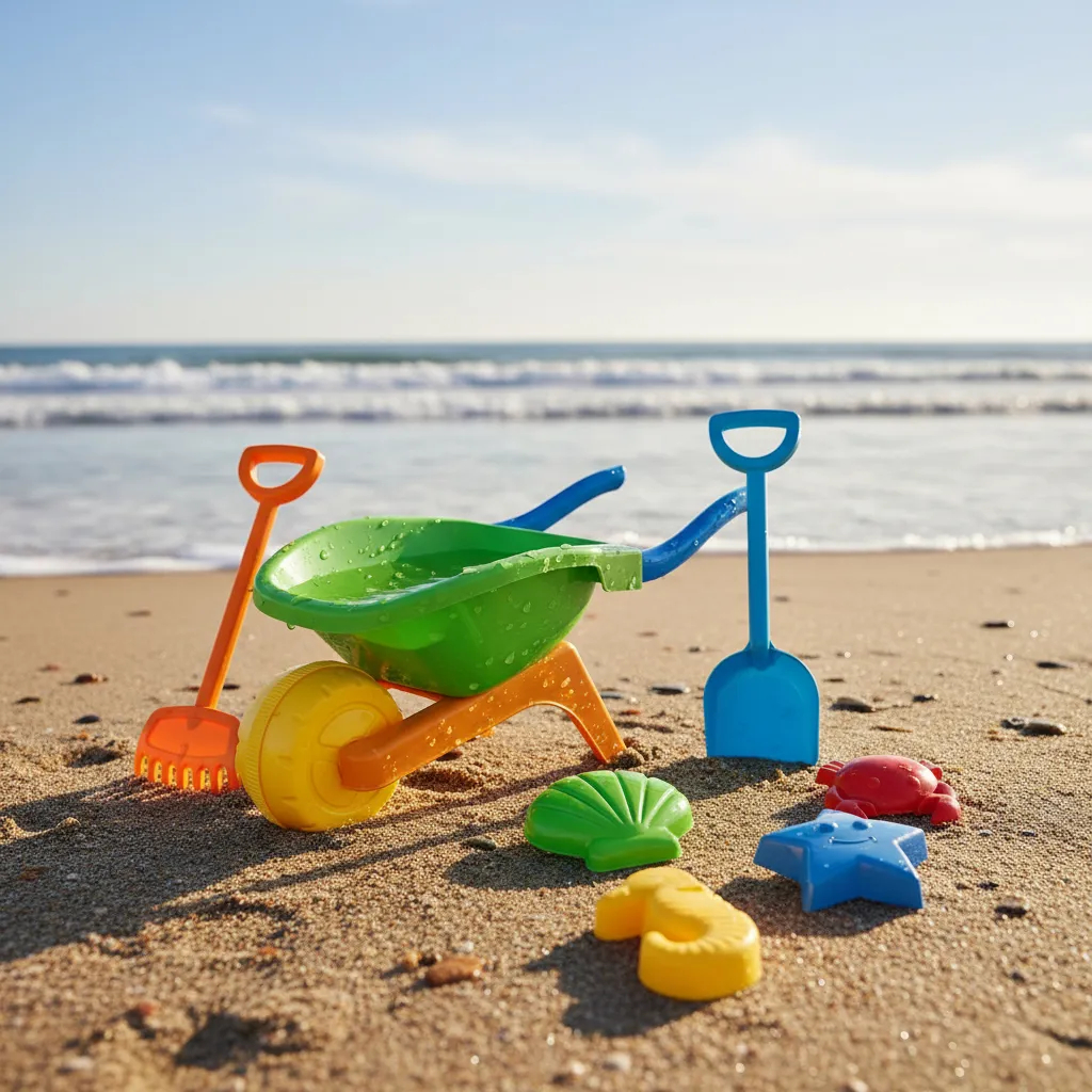 Carriola infantil Praia Areia Com Rastelo, Pá e Forminhas em Oferta na Shopee
