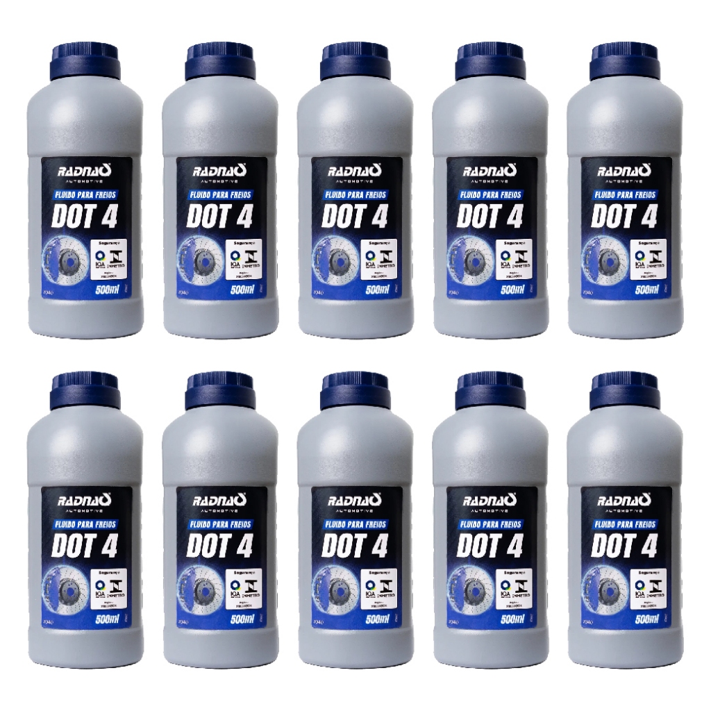 Kit 10 Fluido Freio Embreagem Óleo Radnaq Dot 4 500ml Original
