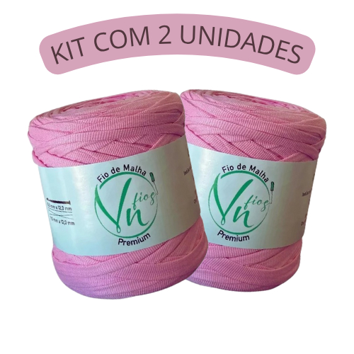 KIT COM 2 Fio de Malha Premium: Rosa 25mm VN Fios 140m Tensionado para Crochê - Artesanato