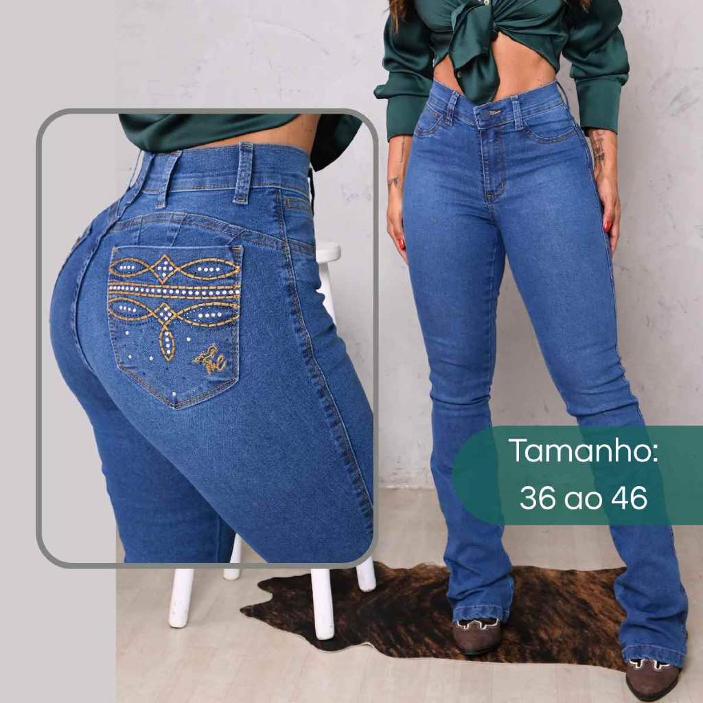Calça Com Strass Tradicional Feminina Country Com Elastano Boot Boot Flare Bordada LANÇAMENTO em Oferta na Shopee