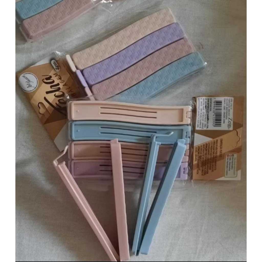 Clips Fecha Fácil Prendedor Fecha Embalagens Sacos Lacre Kit C/4 Clips - Bag Clip