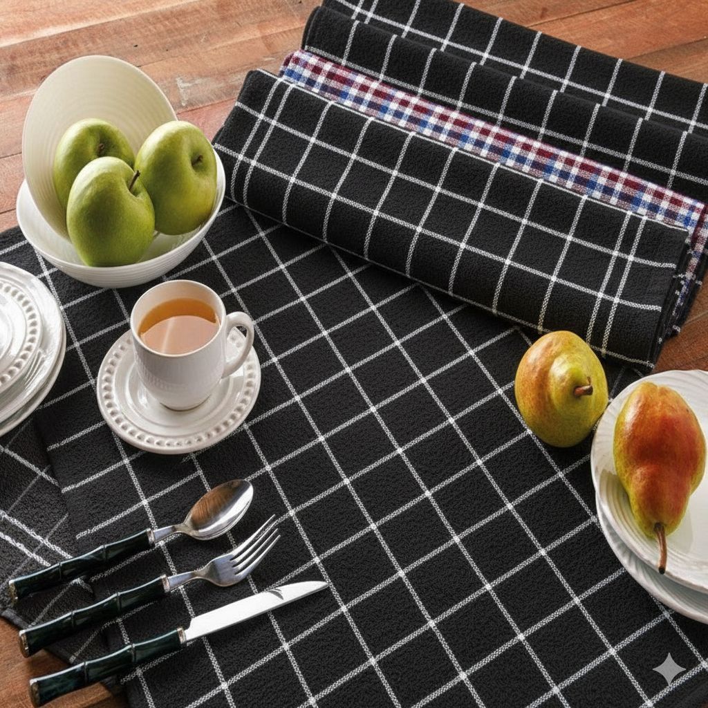 kit 4 Panos de Prato Pretos 100% Algodão – Atoalhados e Resistentes