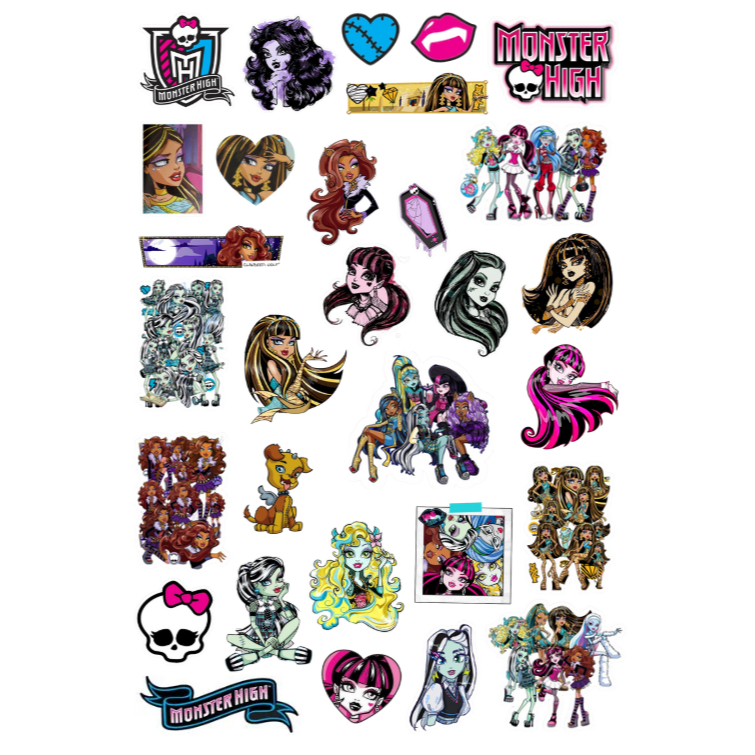 Cartela de Adesivos Stickers Monster High em Oferta na Shopee
