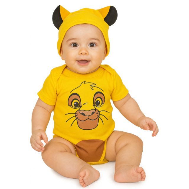 Body Bebe Mesversario Infantil Tematico Simba Rei Leão Disney
