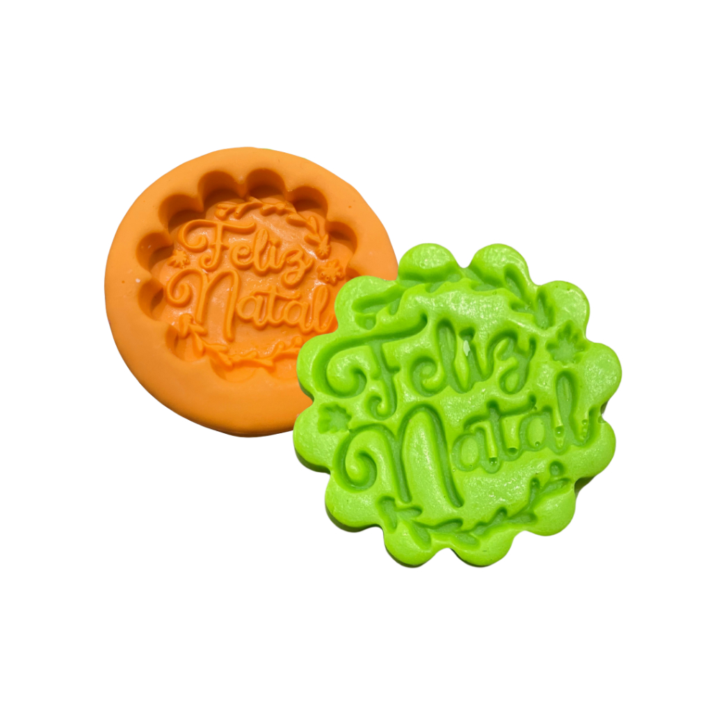 Molde de Silicone Tag Feliz Natal. Para Fabricação de Sabonete, Vela, Resina ou Gesso.